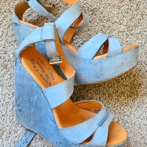 Blue Cork Wedges